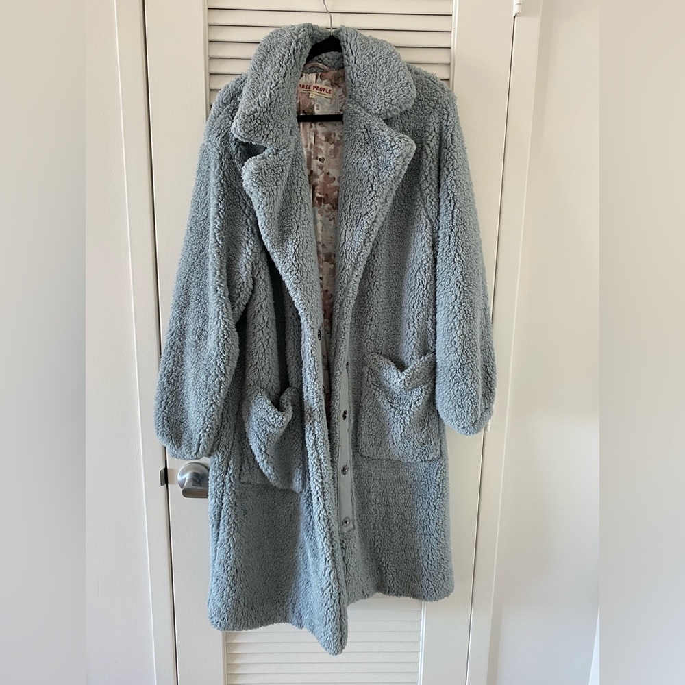 Free People Blue Teddy Jacket - M